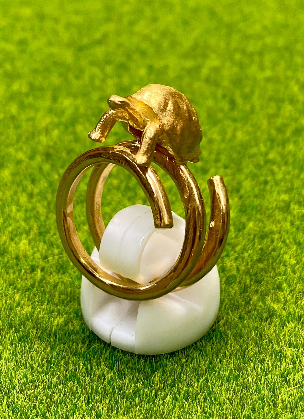 コイルリングの上に陸亀　　k18メッキ仕様　#14+-2